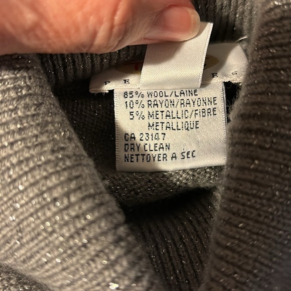 Talbots Petites Wool Blend Cropped Sweater Sz MP Short Sleeve Sparkly Turtleneck - Picture 6 of 6